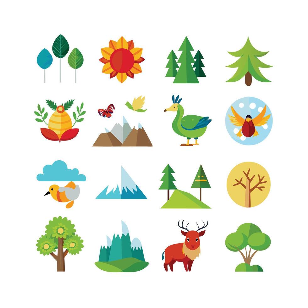 Nature Icon Set Collection Illustration vector