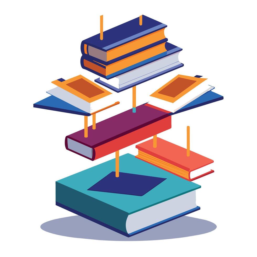 Book stack Illustration concept vector