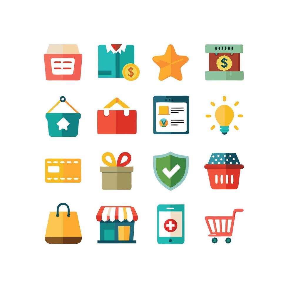 Retail and Shopping Icon Set Collection Illustration vector