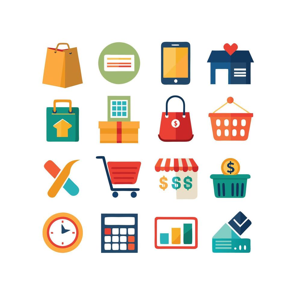 Retail and Shopping Icon Set Collection Illustration vector