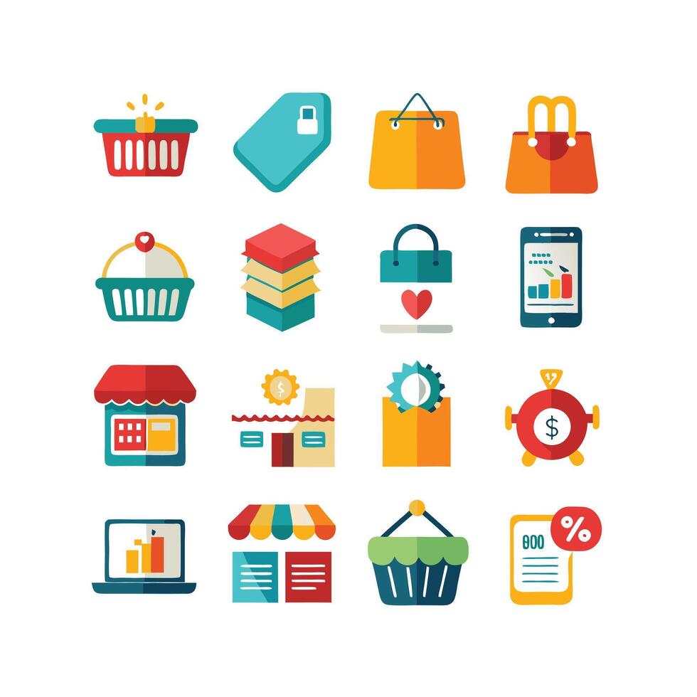 Retail and Shopping Icon Set Collection Illustration vector
