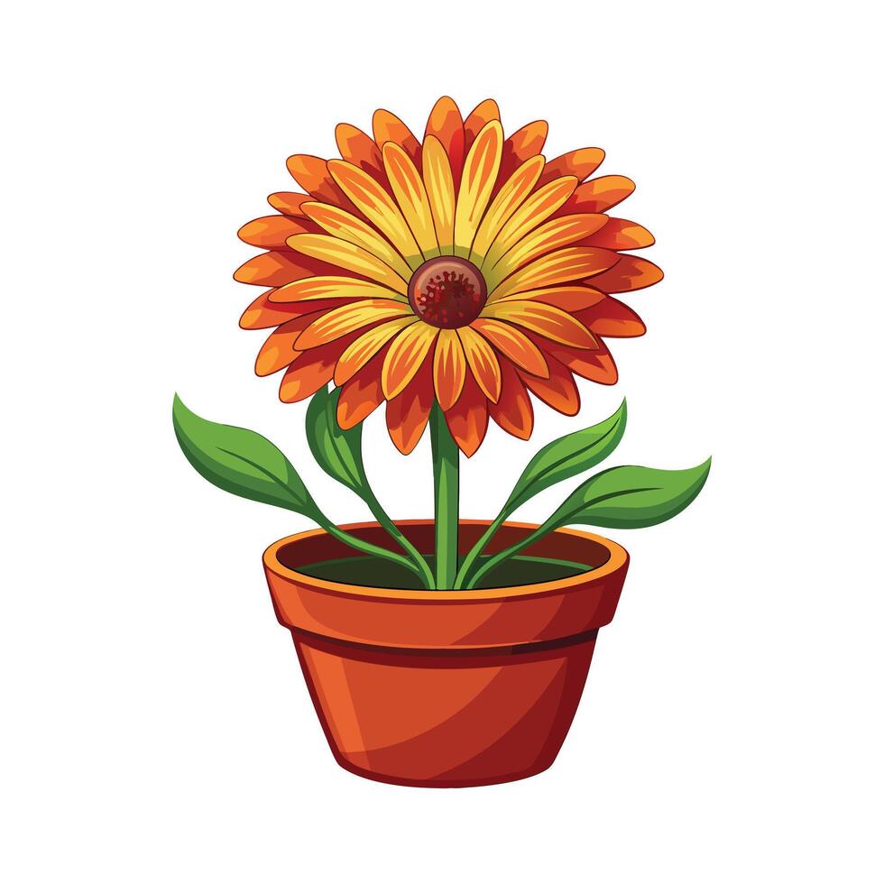 Beautiful Flowerpot Houseplant Illustration vector