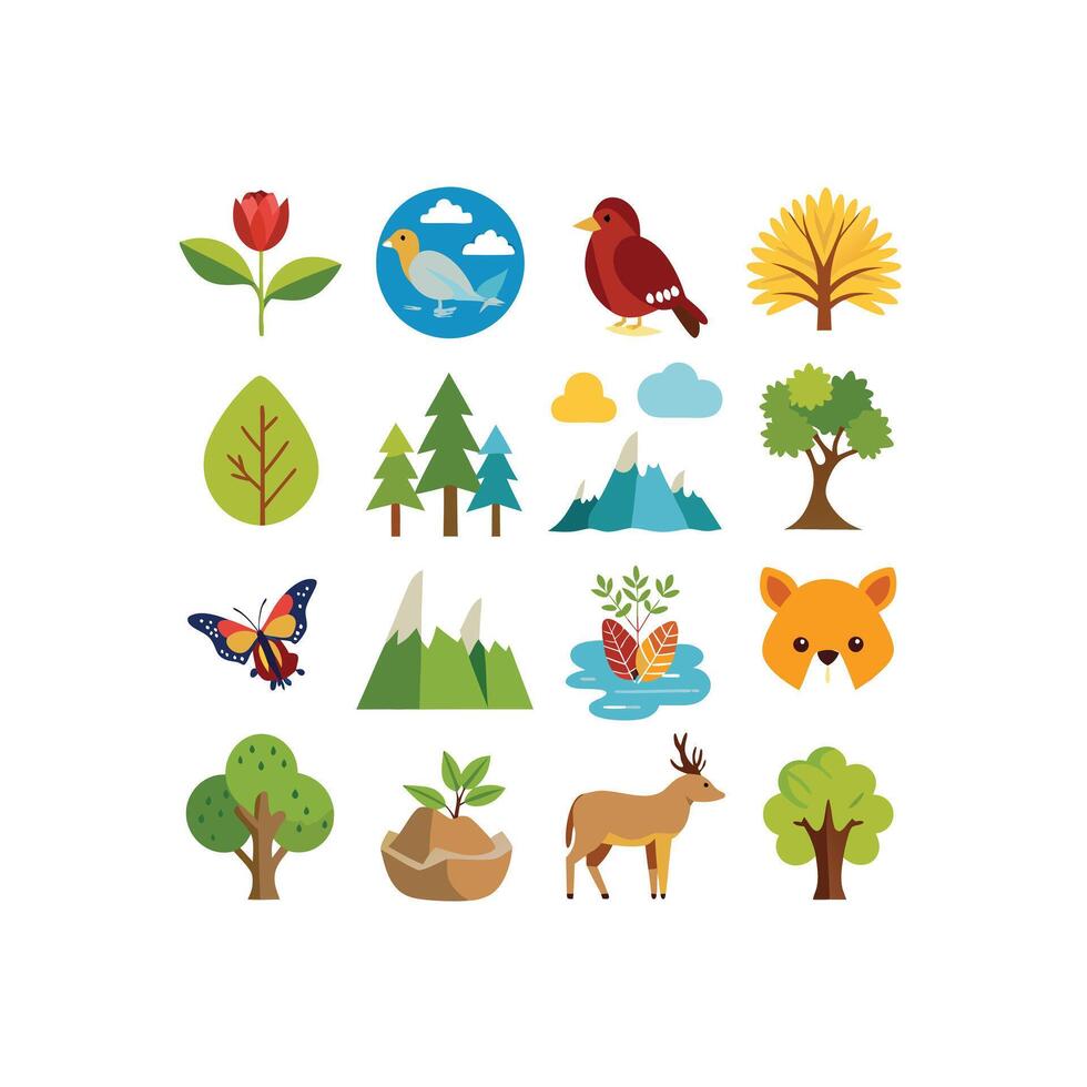 Nature Icon Set Collection Illustration vector