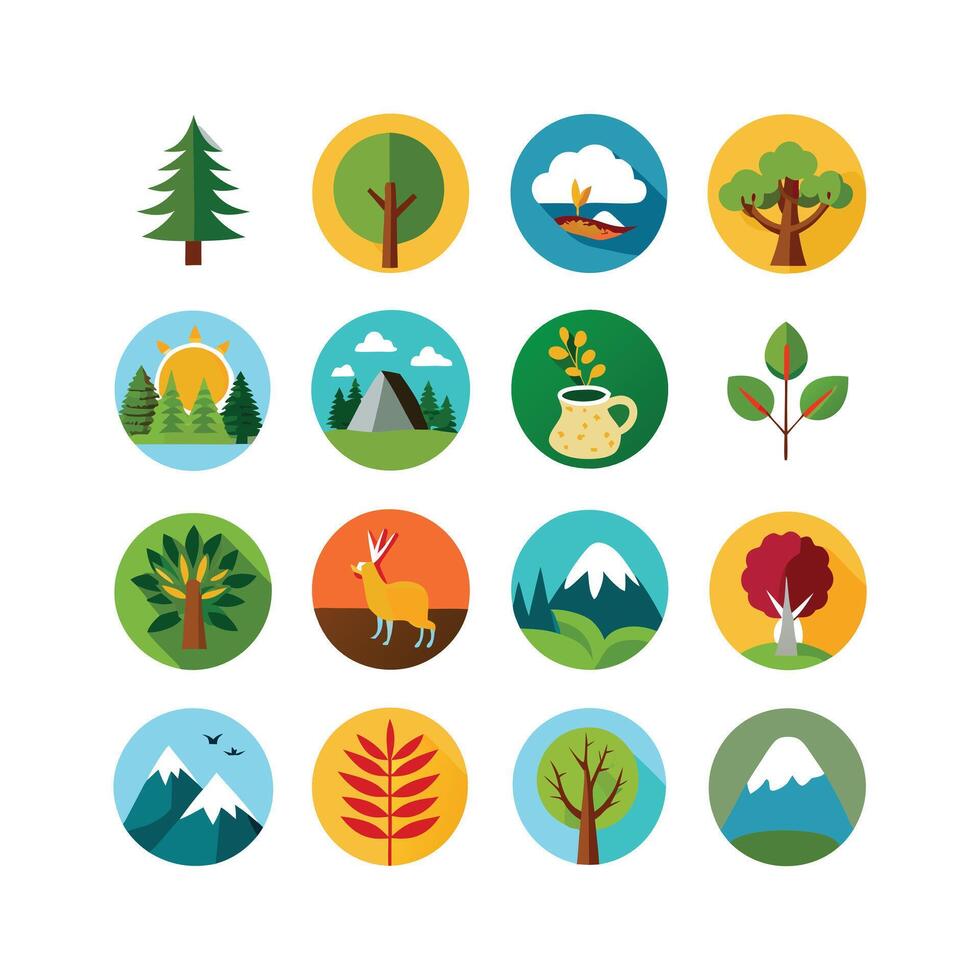 Nature Icon Set Collection Illustration vector