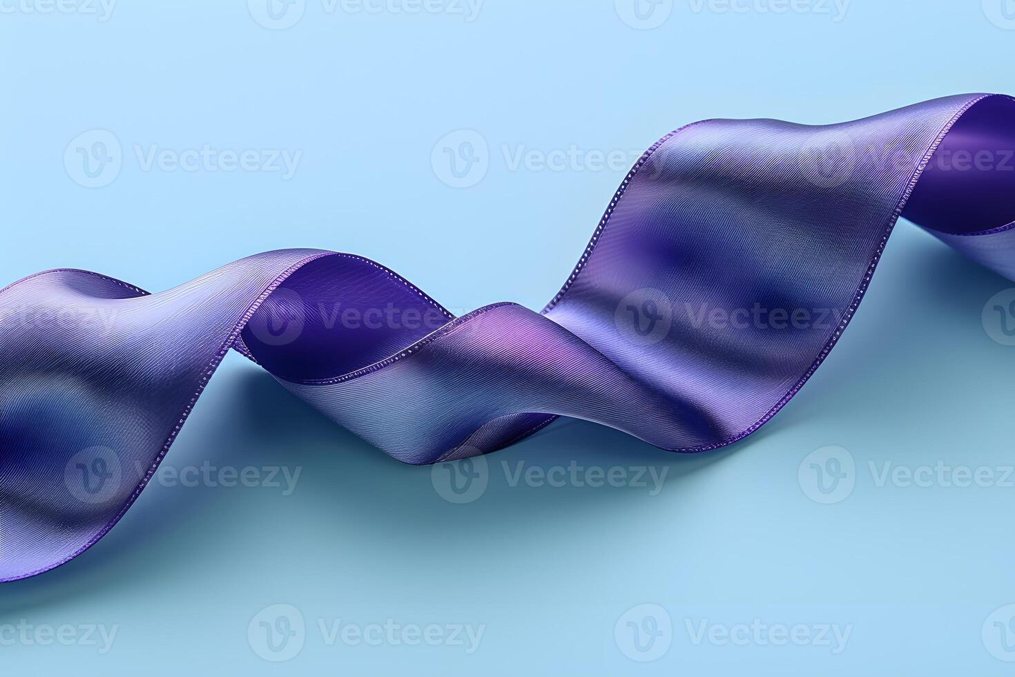 Elegant Purple Ribbon on Light Blue Background - Design for Print, Card, Poster, Decoration photo