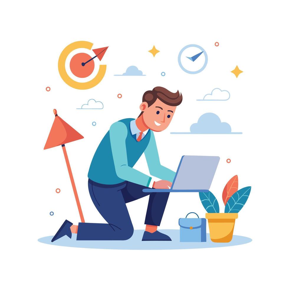 Realistic Office Moments Illustration Concepts vector