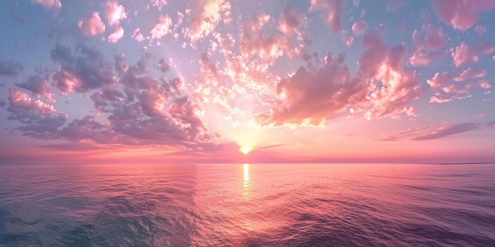 Colorful sunset sky with beautiful cloud over the ocean photo