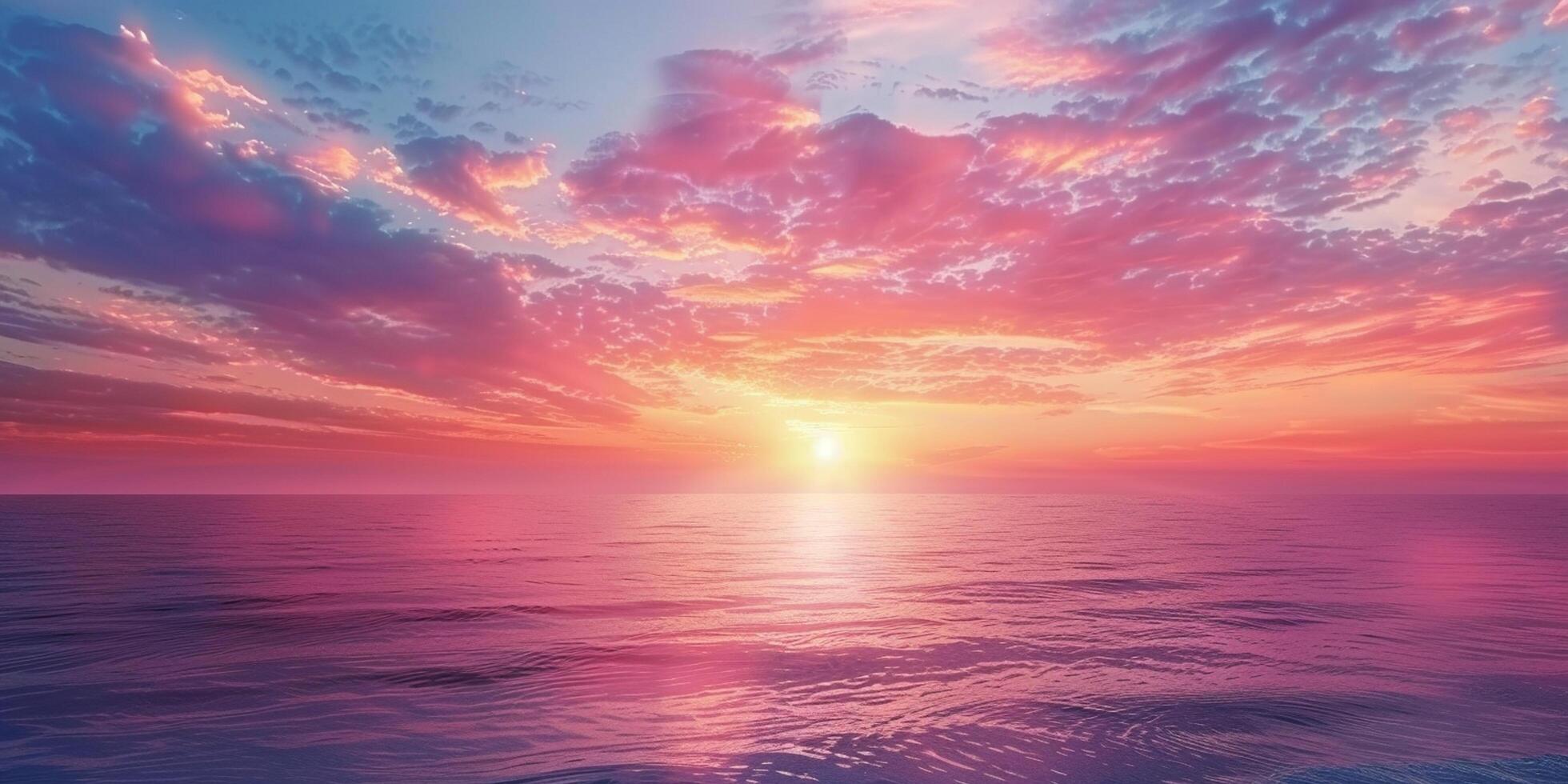 Colorful sunset sky with beautiful cloud over the ocean photo
