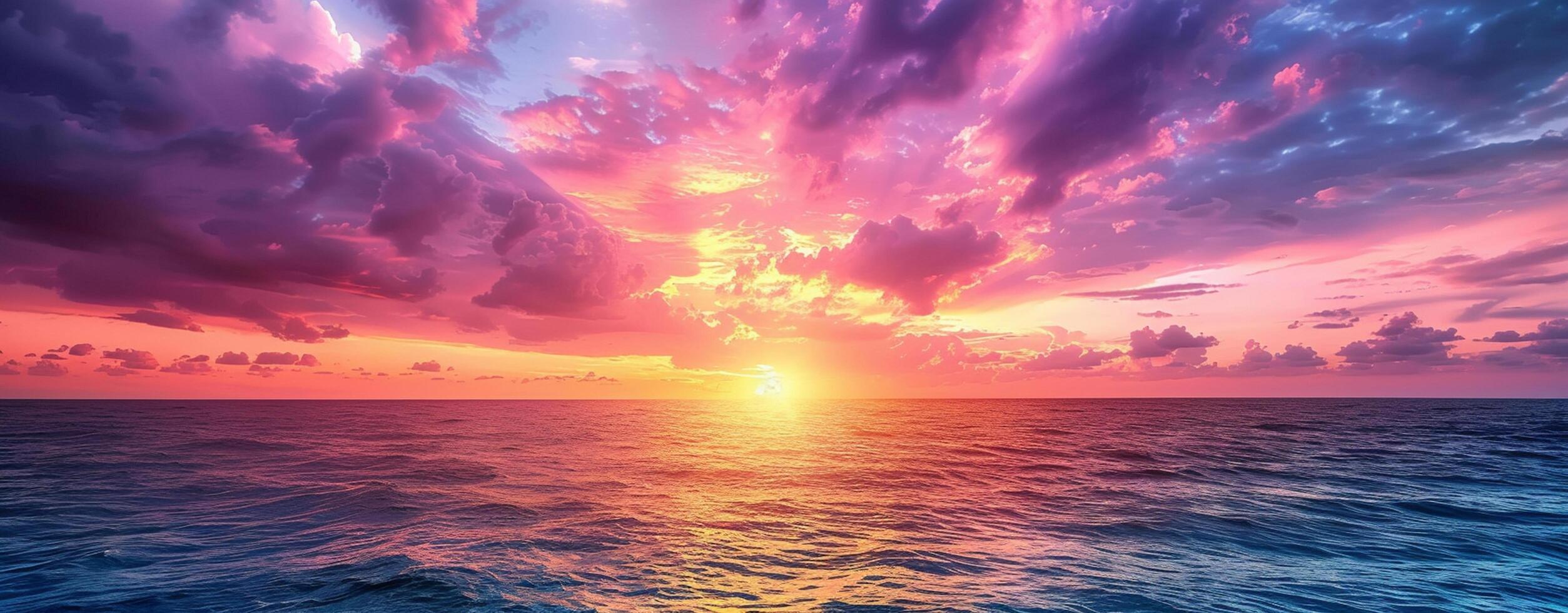 Colorful sunset sky with beautiful cloud over the ocean photo
