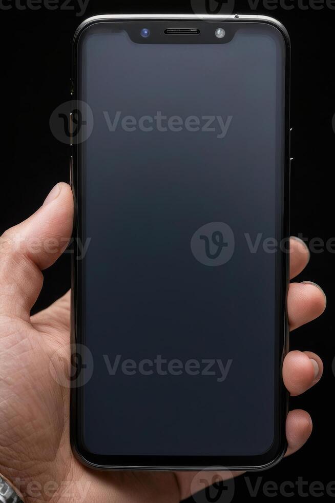 Close-up of a person's hand holding a smartphone photo