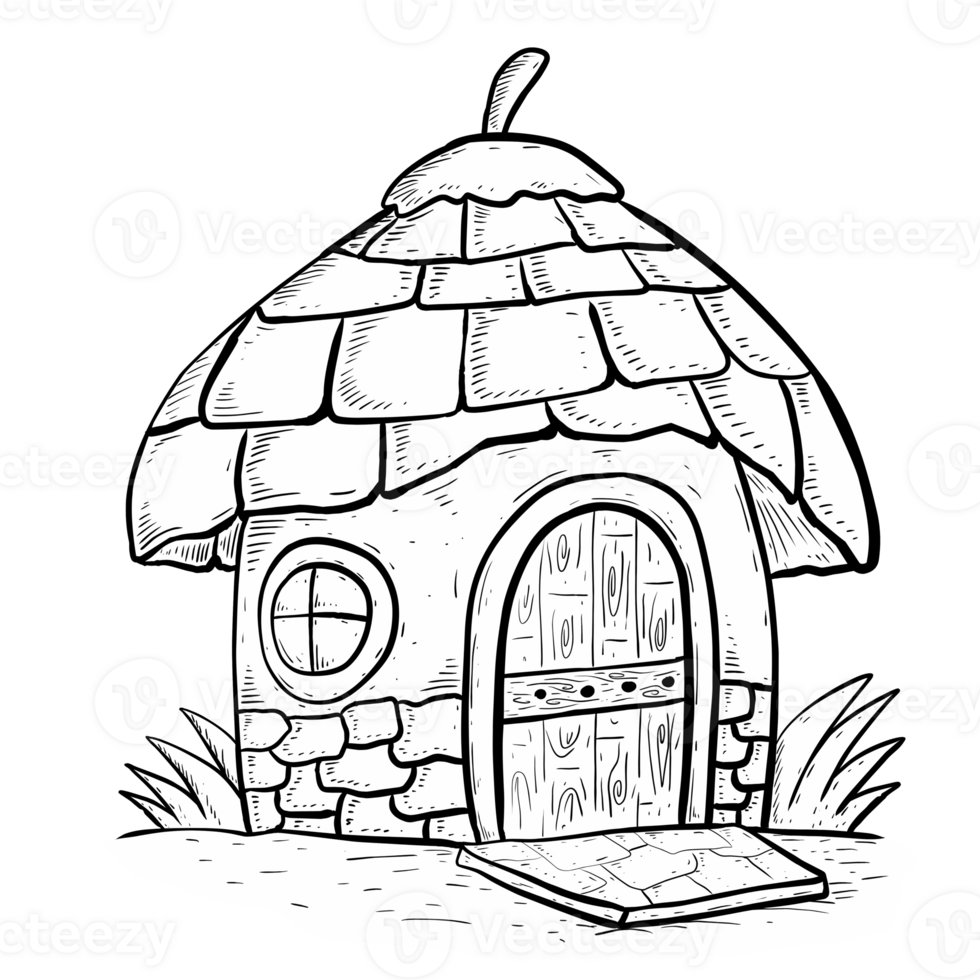 illustration of fairy house coloring page png
