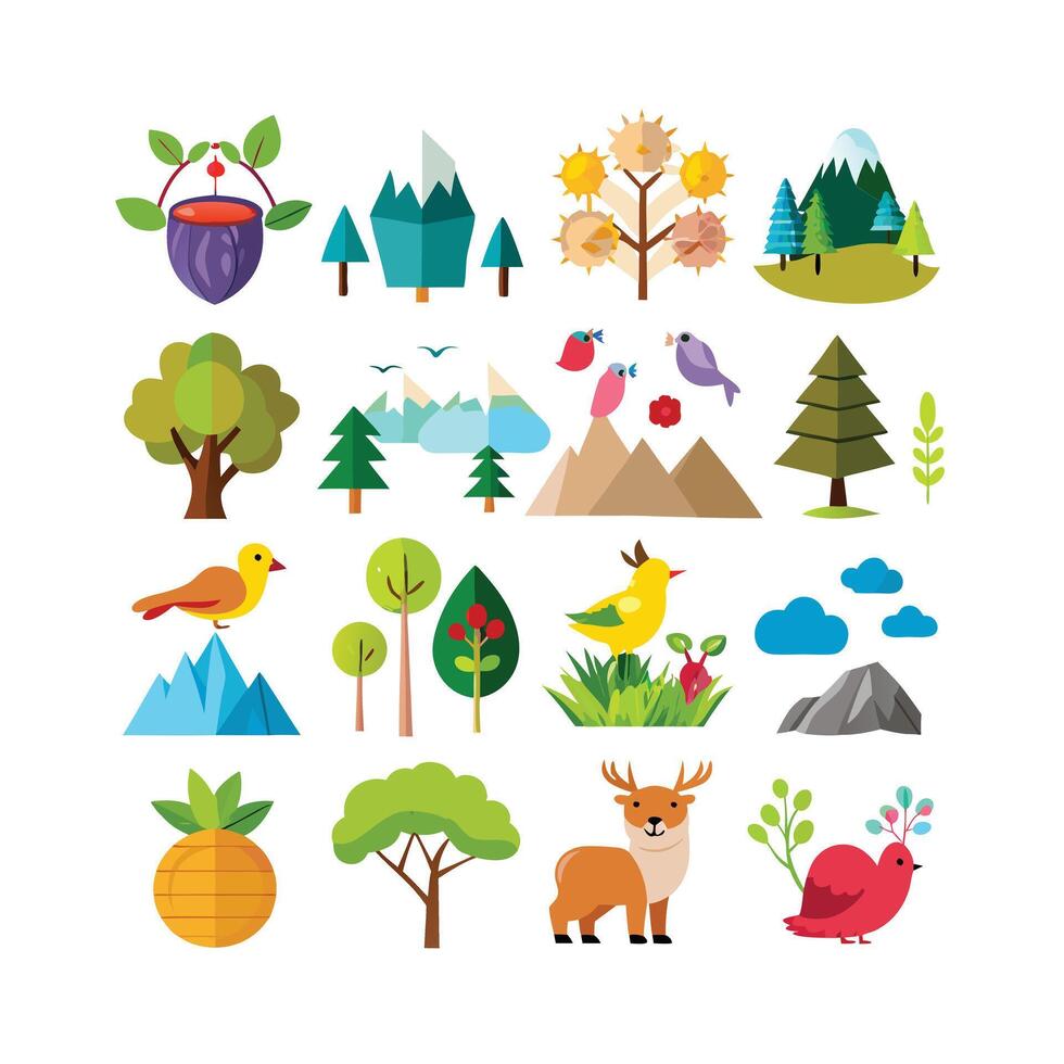 Nature Icon Set Collection Illustration vector