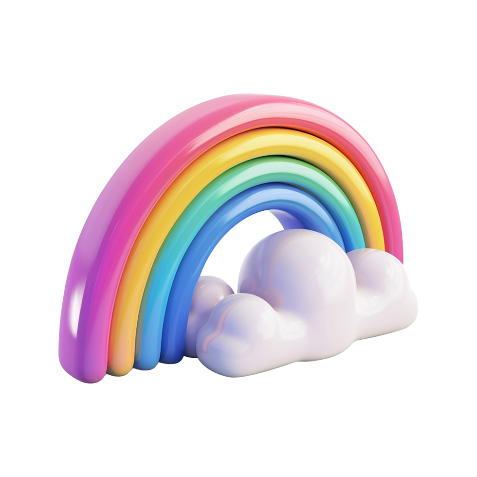 Cloud with rainbow in 3d render isolated on transparent background png