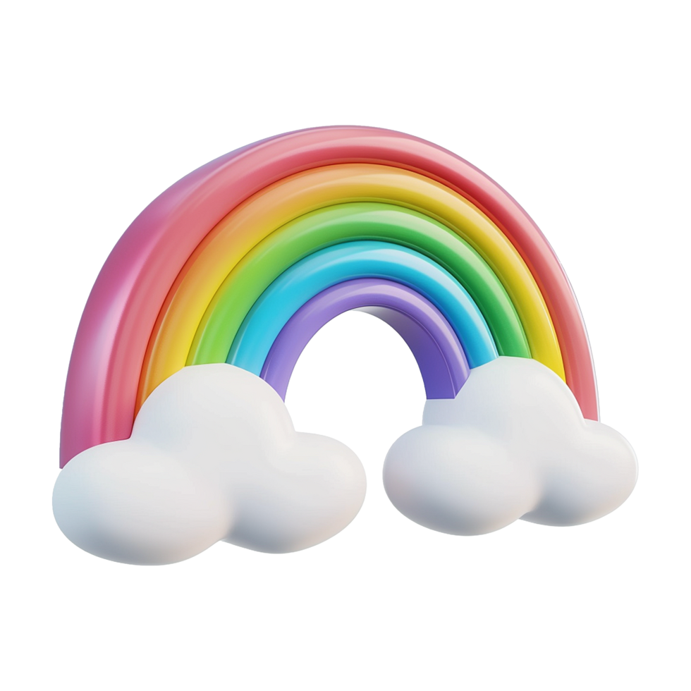 Cloud with rainbow in 3d render isolated on transparent background png