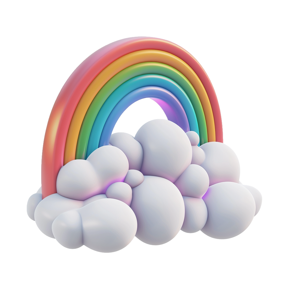 Cloud with rainbow in 3d render isolated on transparent background png