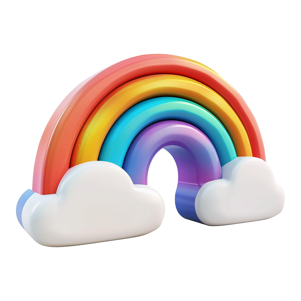 Cloud with rainbow in 3d render isolated on transparent background png