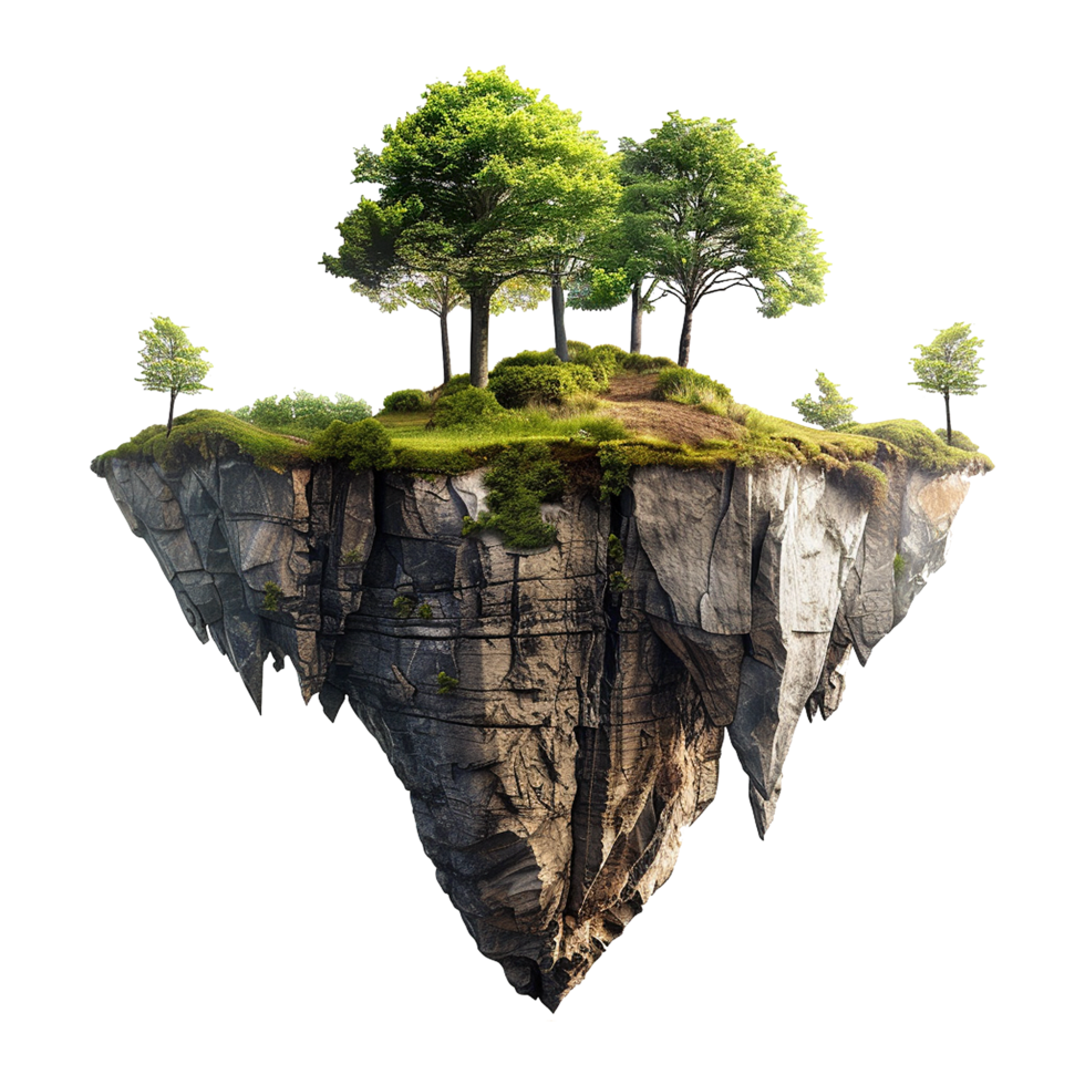 Floating island isolated on transparent background png