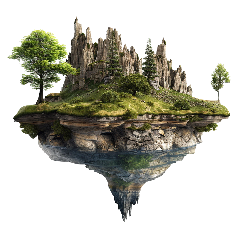 Floating island isolated on transparent background png