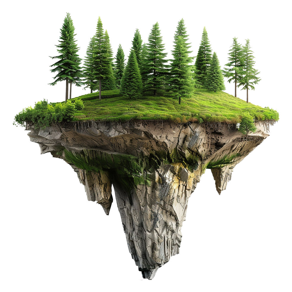 Floating island isolated on transparent background png