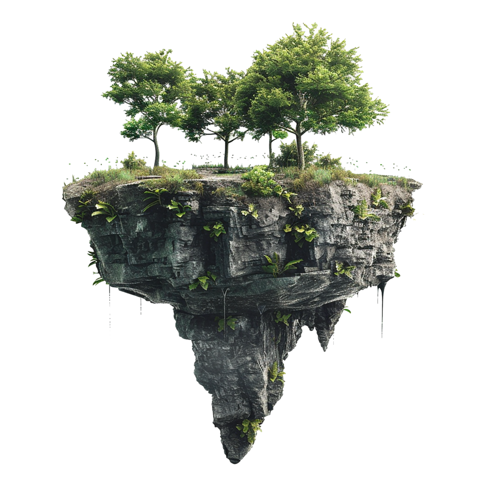 Floating island isolated on transparent background png