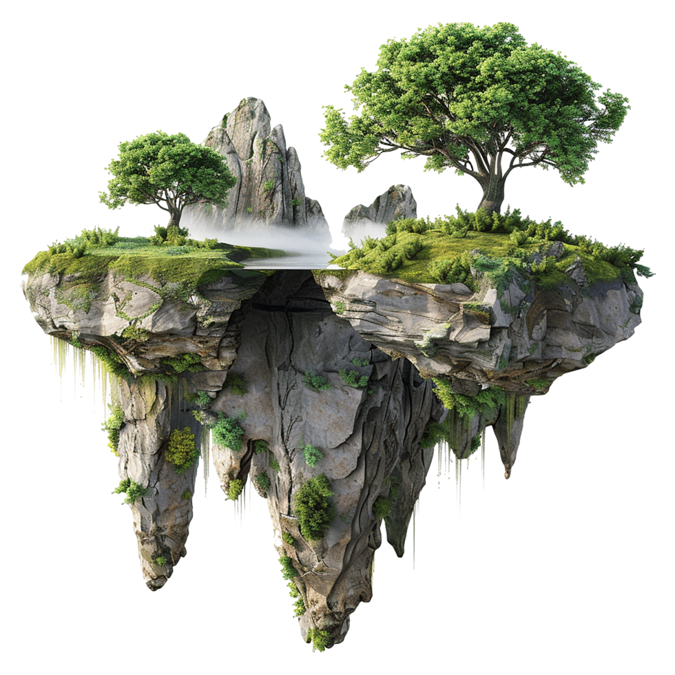 Floating island isolated on transparent background png