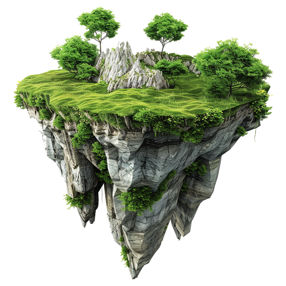 Floating island isolated on transparent background png