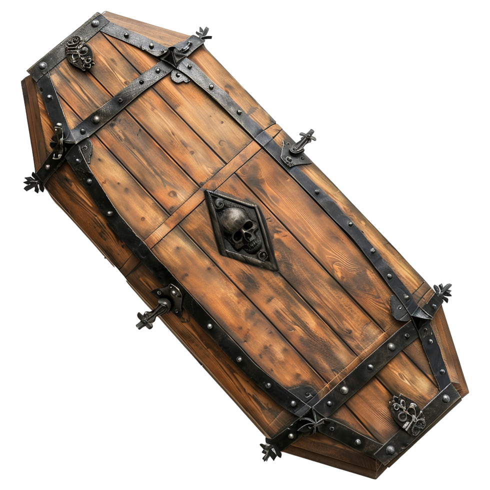 Wooden Coffin isolated on transparent background png