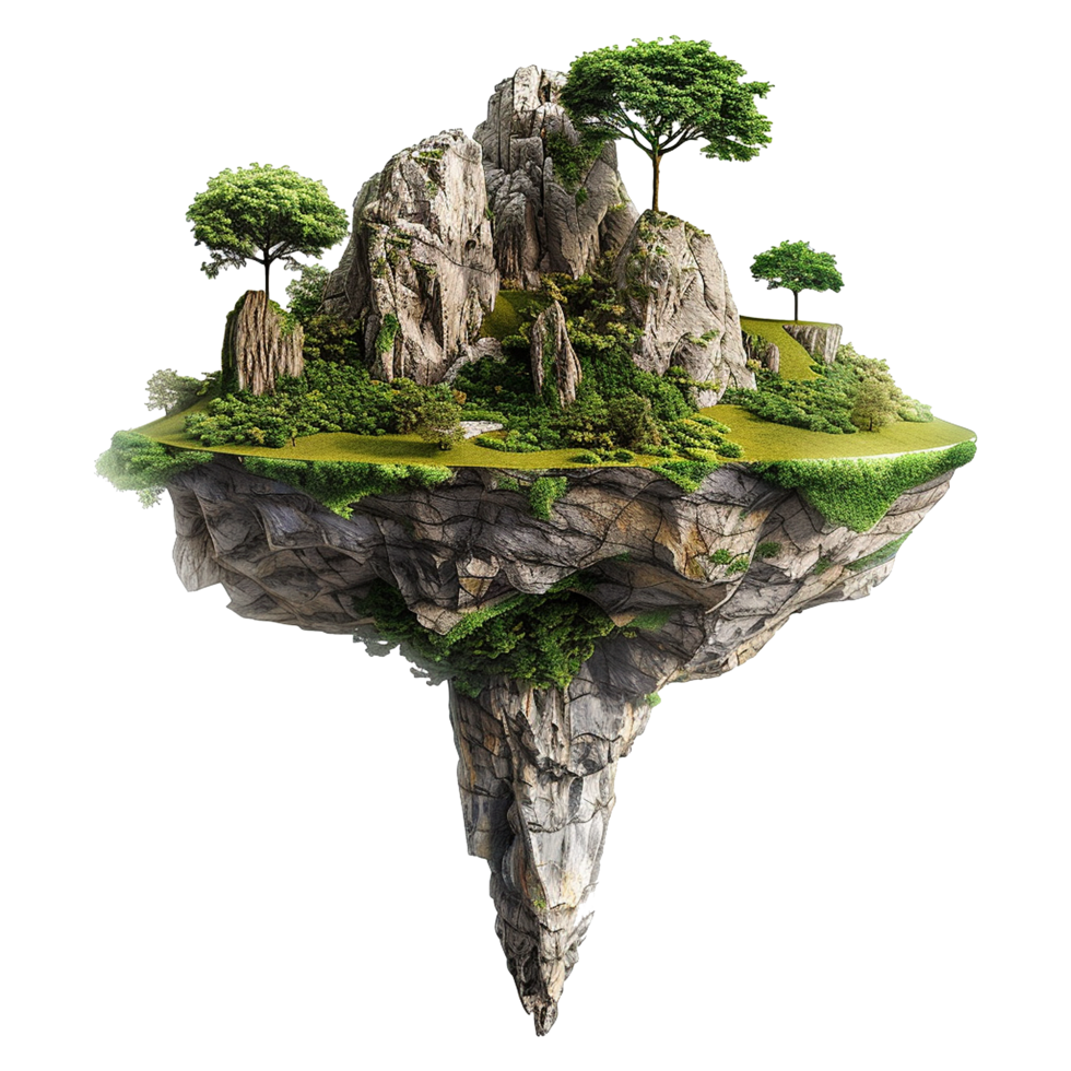 Floating island isolated on transparent background png