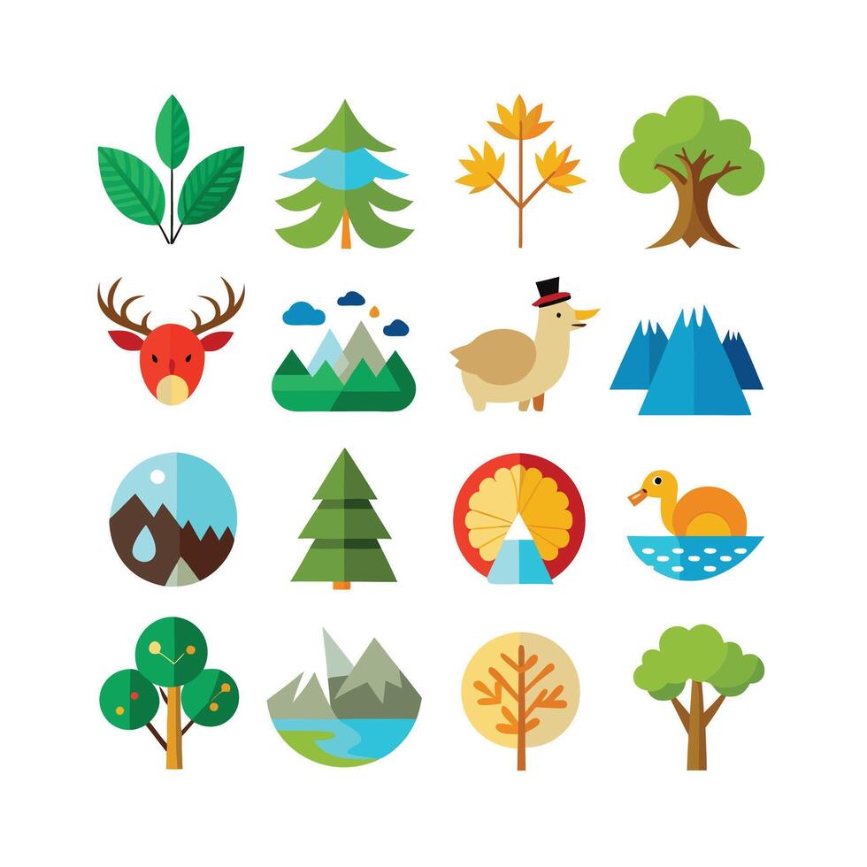 Nature Icon Set Collection Illustration vector