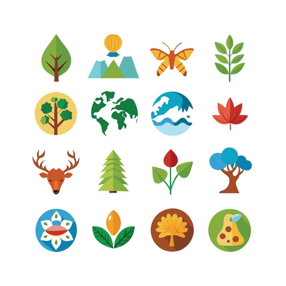Nature Icon Set Collection Illustration vector