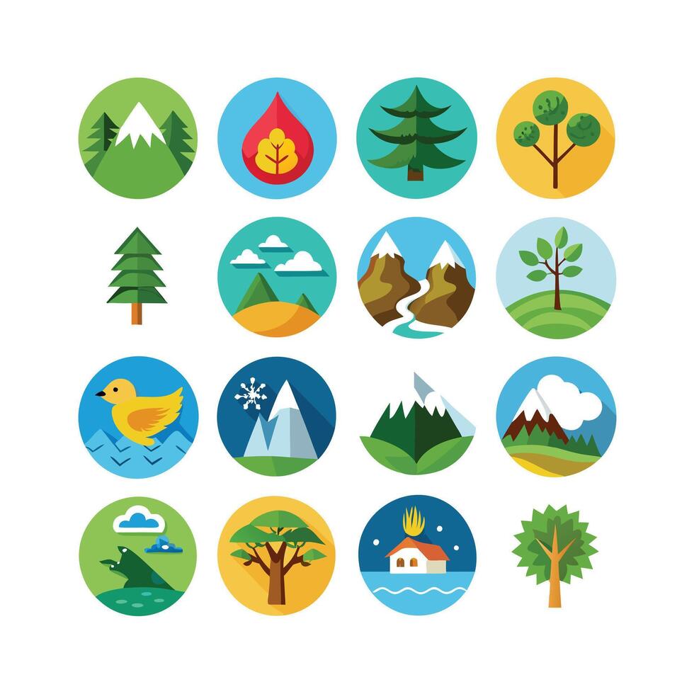Nature Icon Set Collection Illustration vector