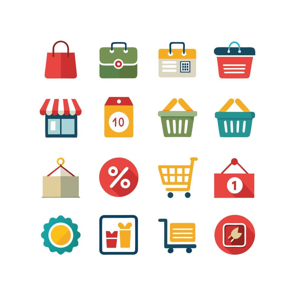 Retail and Shopping Icon Set Collection Illustration vector