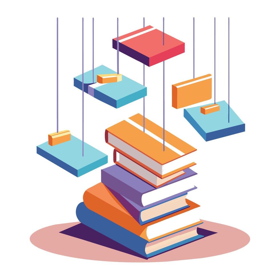 Book stack Illustration concept vector