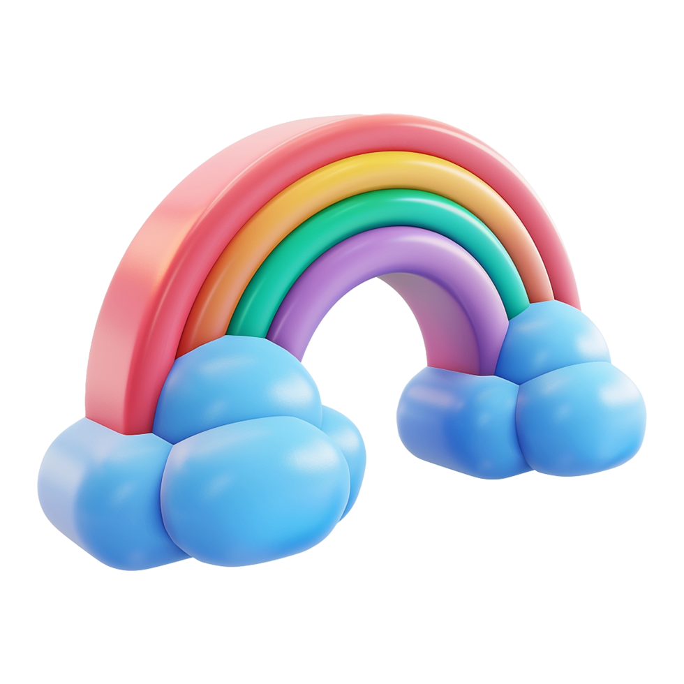 Cloud with rainbow in 3d render isolated on transparent background png