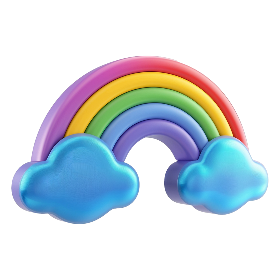 Cloud with rainbow in 3d render isolated on transparent background png