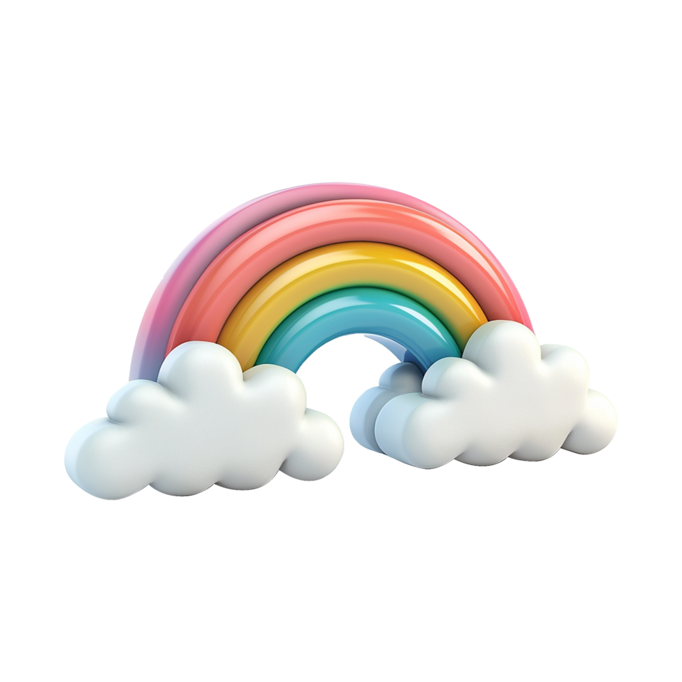 Cloud with rainbow in 3d render isolated on transparent background png