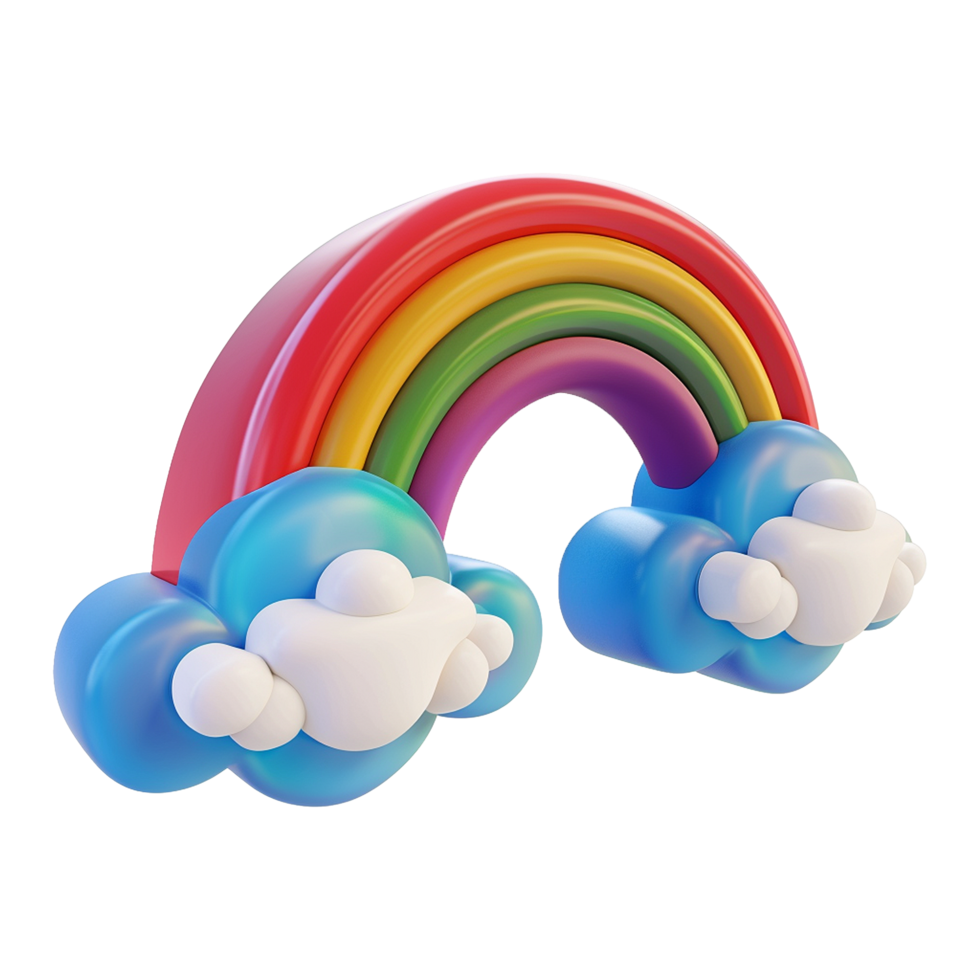 Cloud with rainbow in 3d render isolated on transparent background png