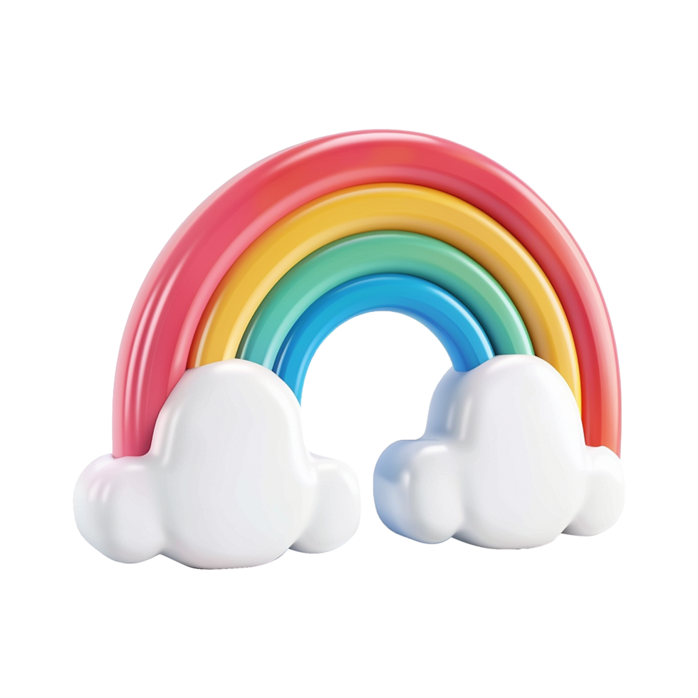 Cloud with rainbow in 3d render isolated on transparent background png