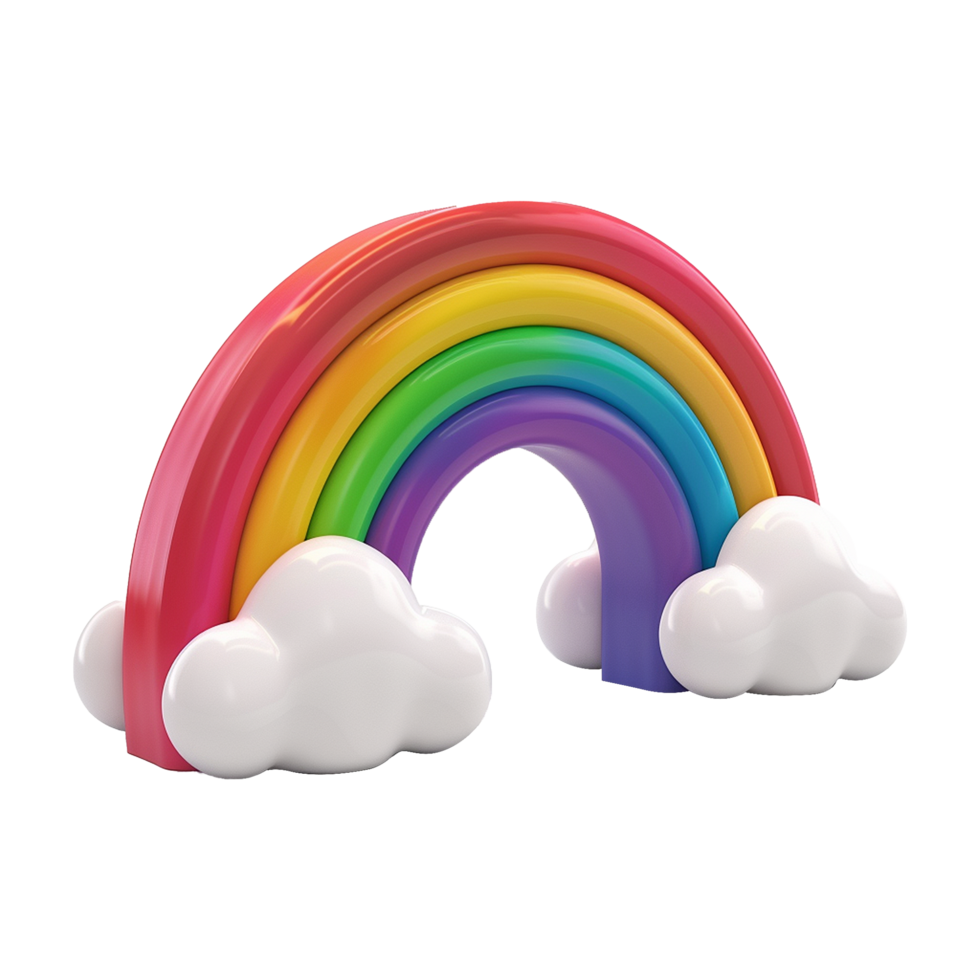 Cloud with rainbow in 3d render isolated on transparent background png