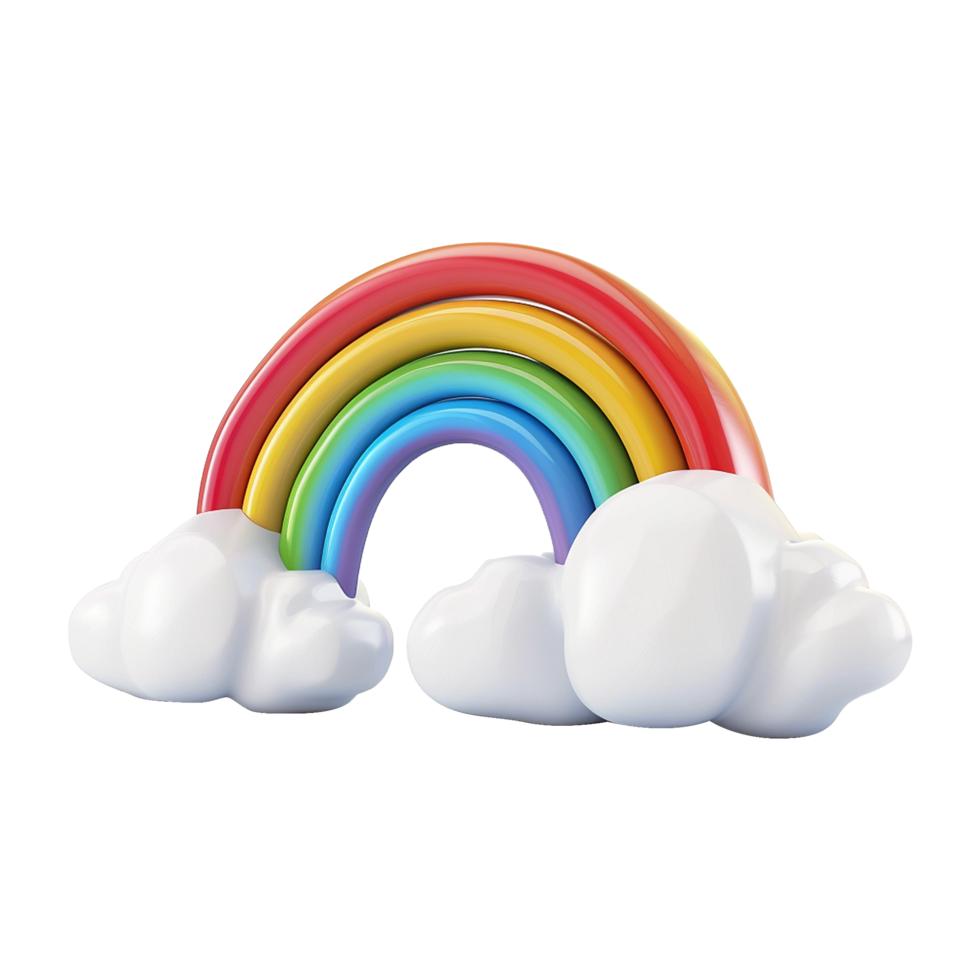 Cloud with rainbow in 3d render isolated on transparent background png