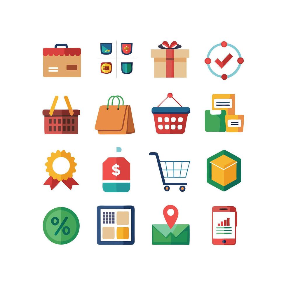 Retail and Shopping Icon Set Collection Illustration vector