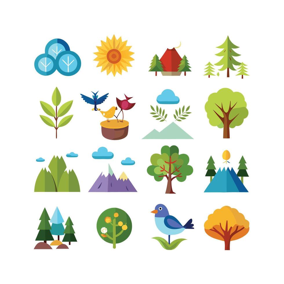 Nature Icon Set Collection Illustration vector