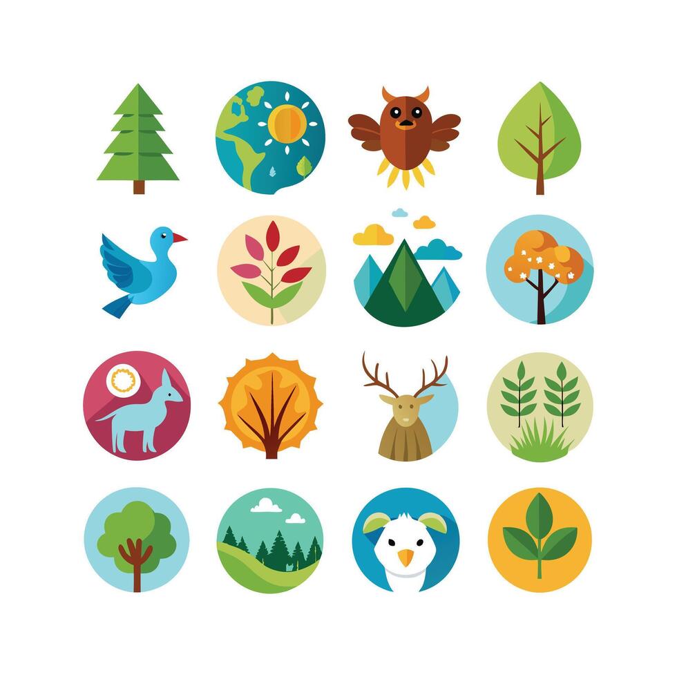Nature Icon Set Collection Illustration vector