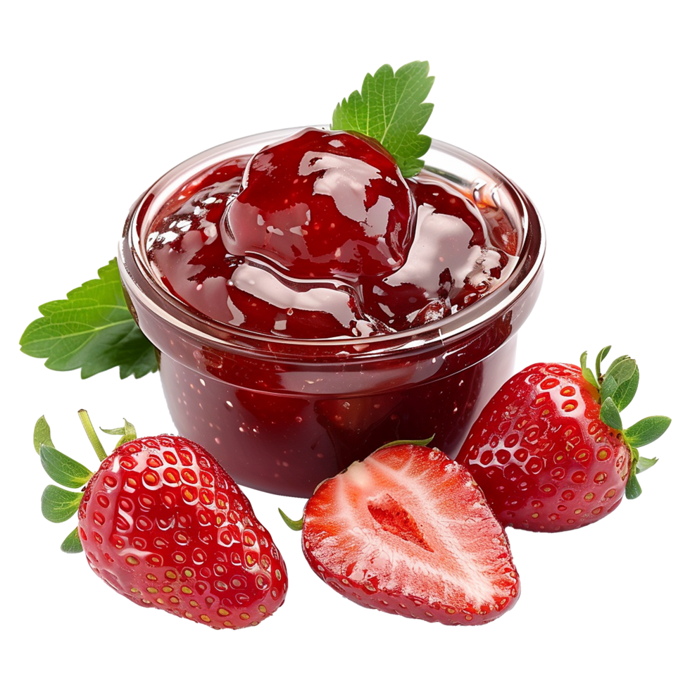 Tasty Strawberry jam jar isolated on a transparent background png