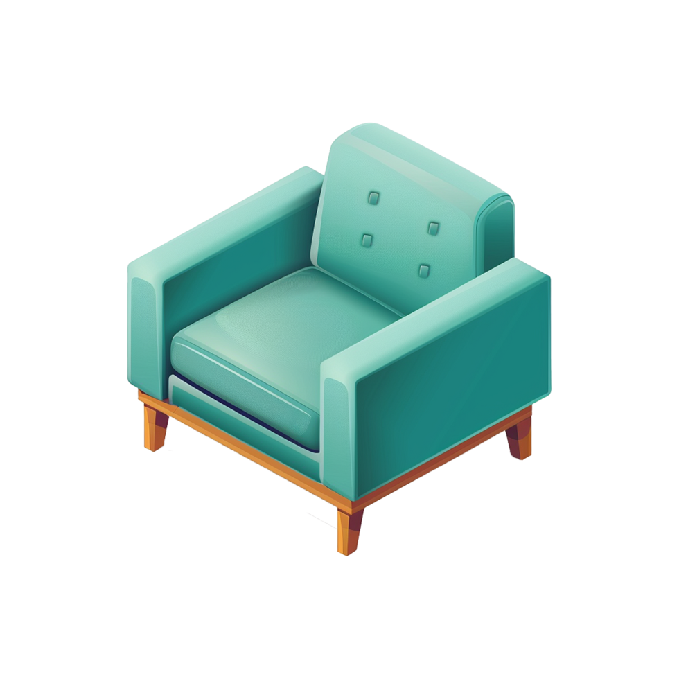 Isometric Armchair 3D rendering isolated on transparent background png