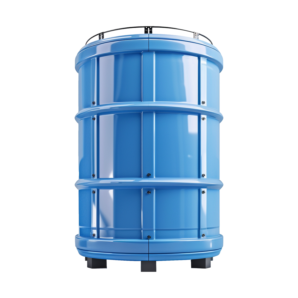 Blue plastic water tank isolated on transparent background png