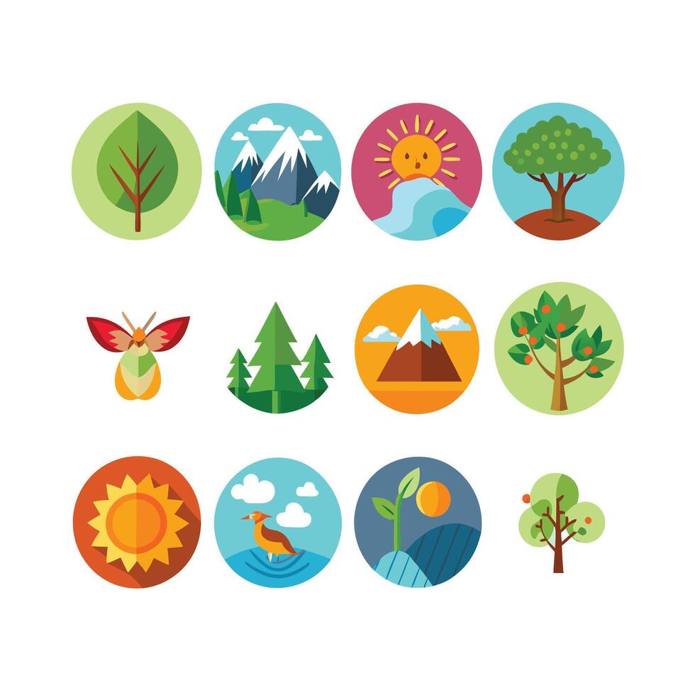Nature Icon Set Collection Illustration vector