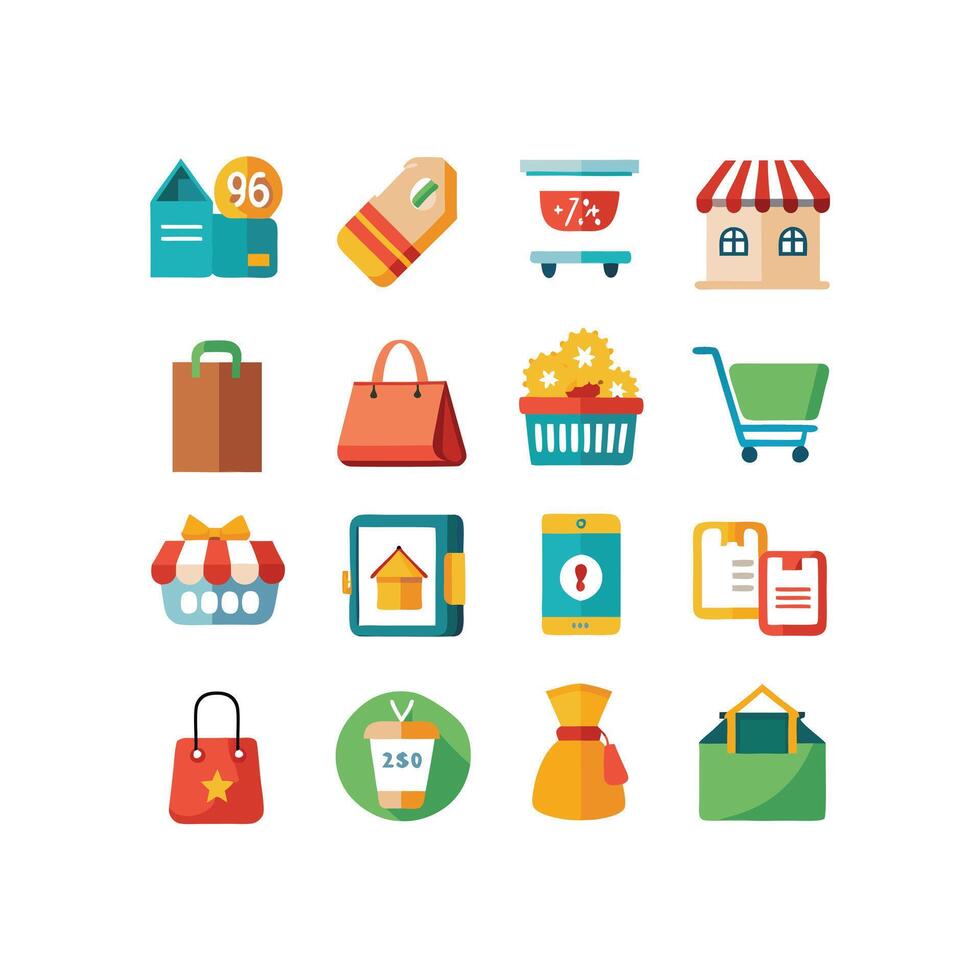 Retail and Shopping Icon Set Collection Illustration vector