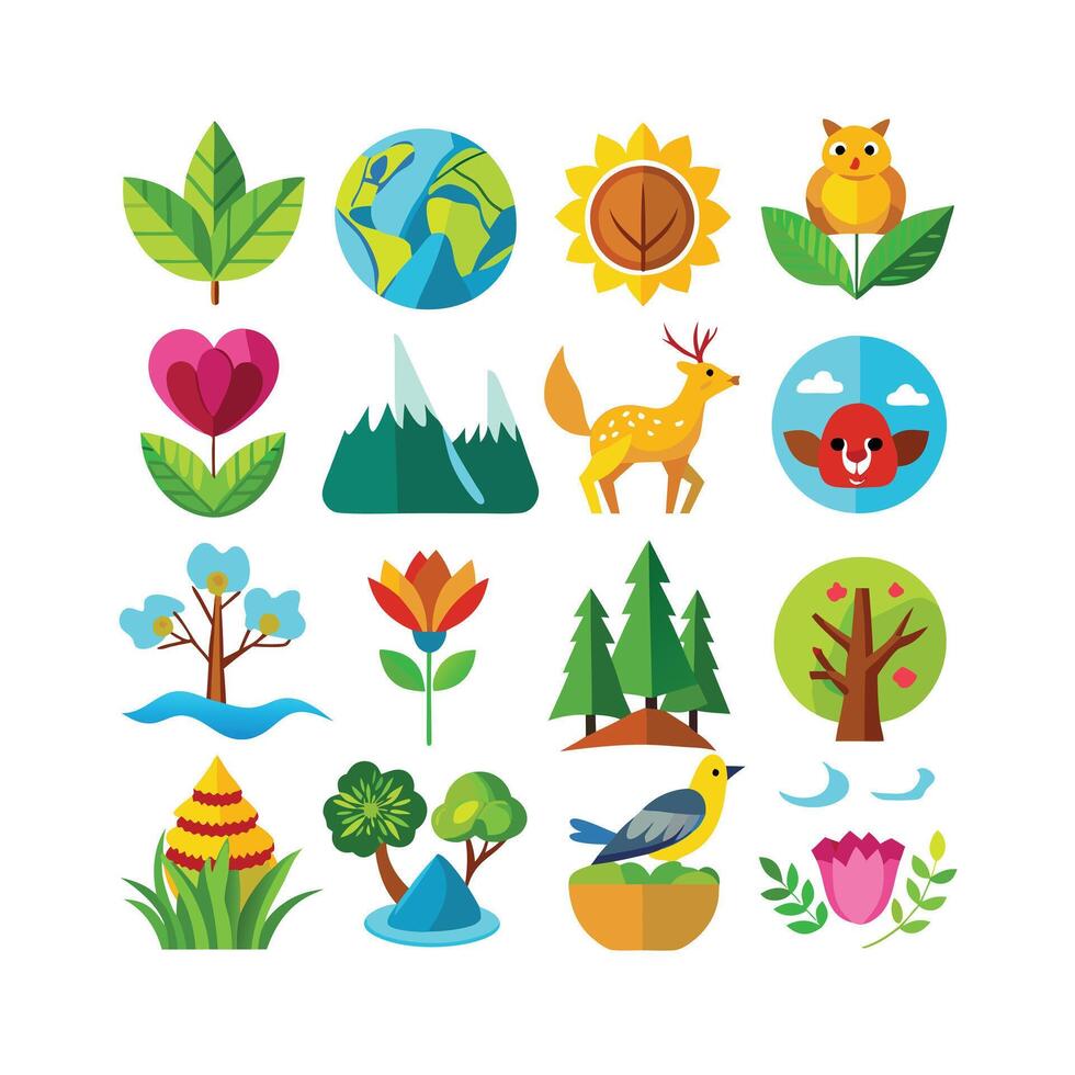 Nature Icon Set Collection Illustration vector