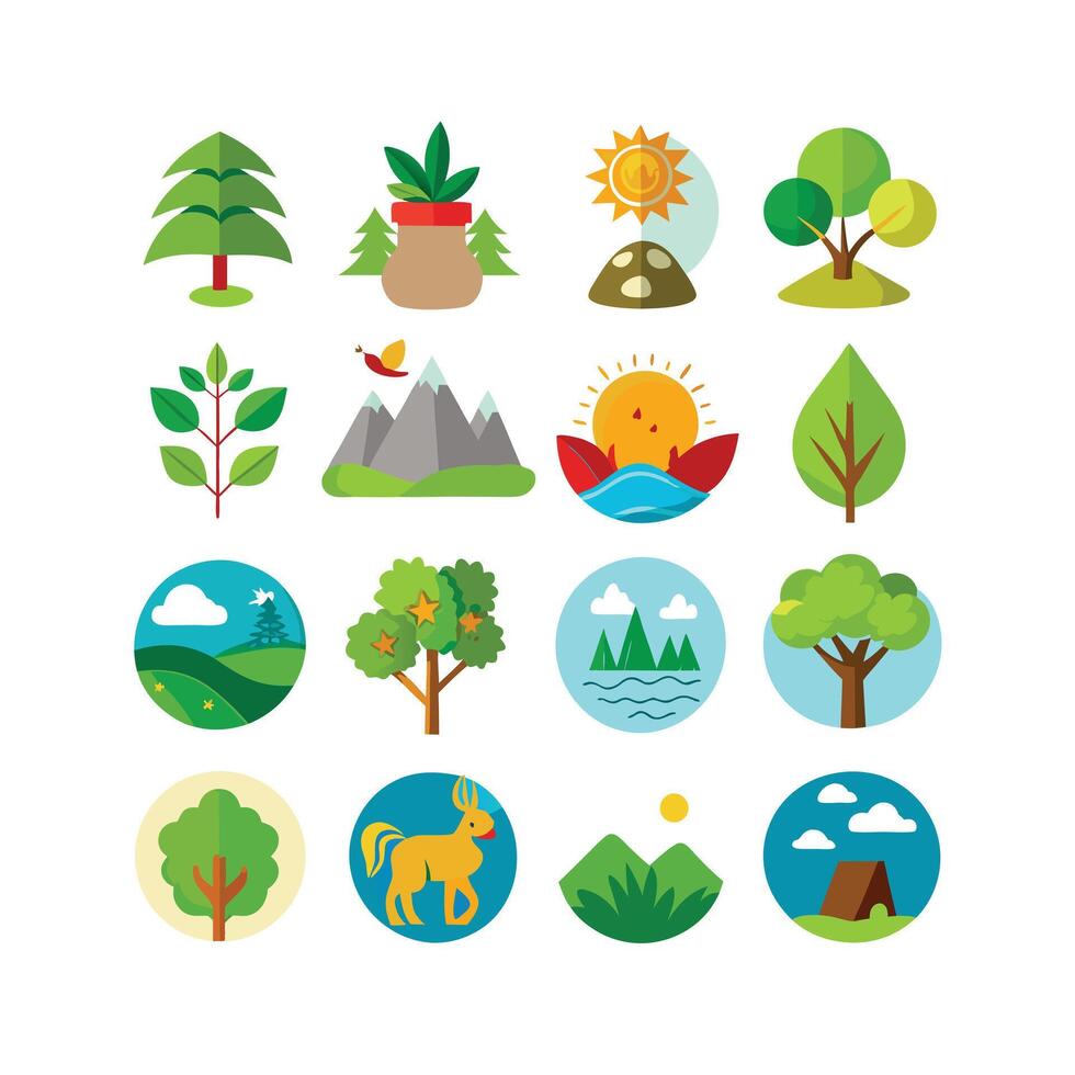 Nature Icon Set Collection Illustration vector